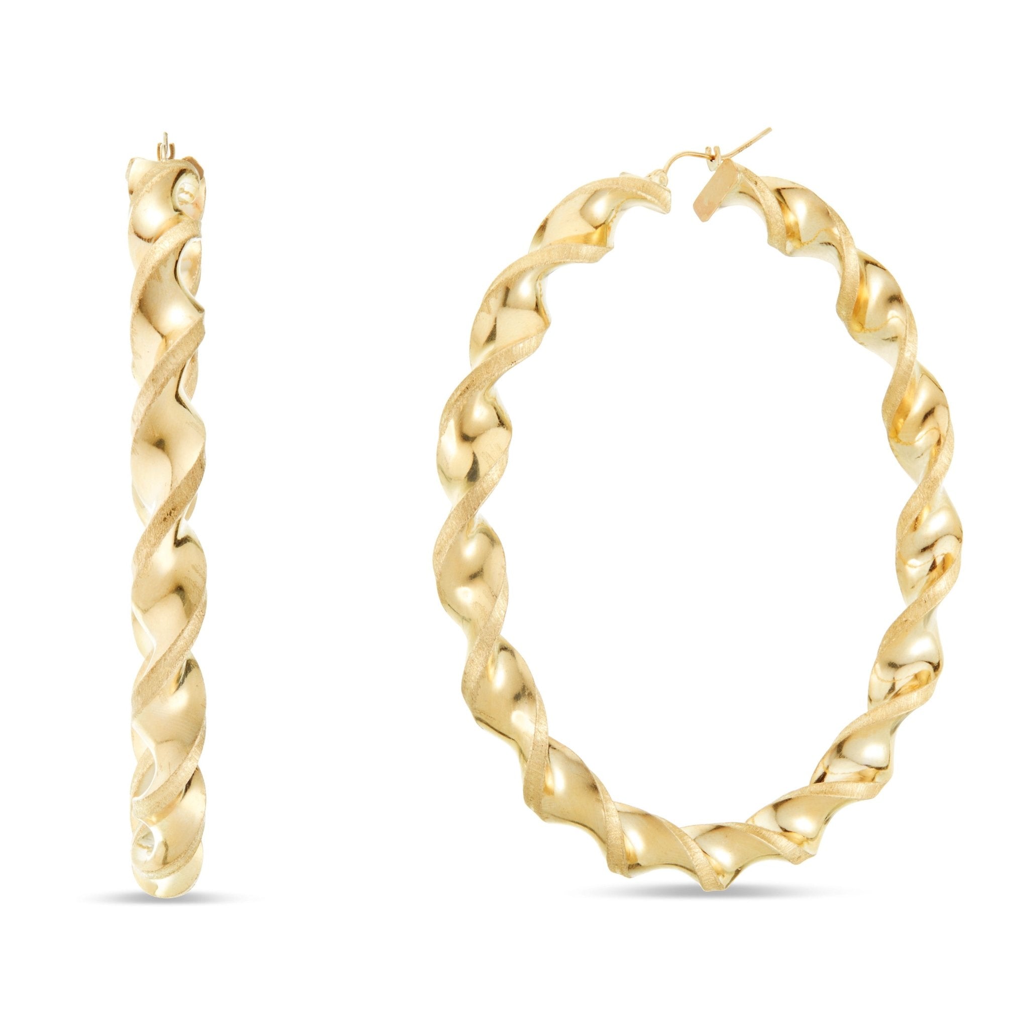 10K Gold Bamboo Hoops 1.5 Inches