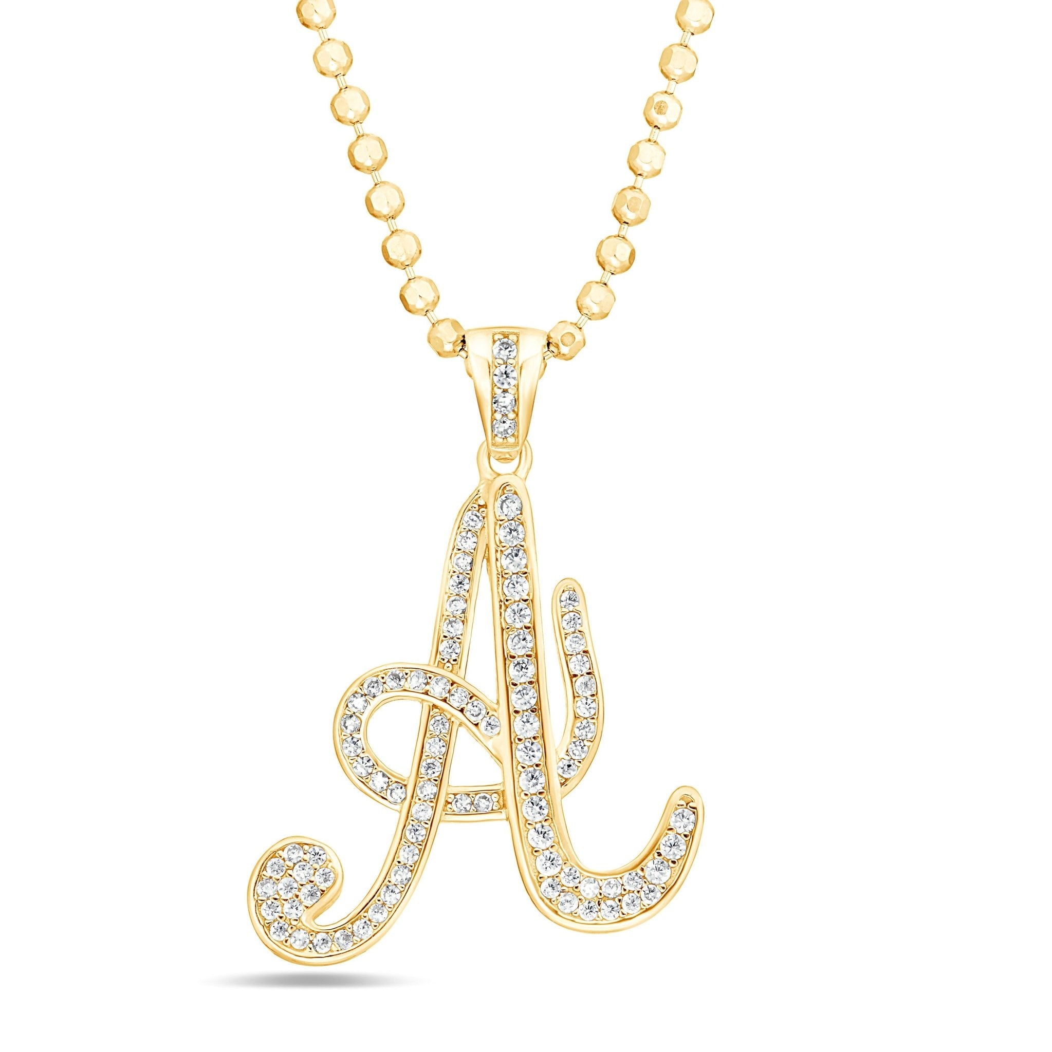 Script Initial Rope Necklace' Silver / C