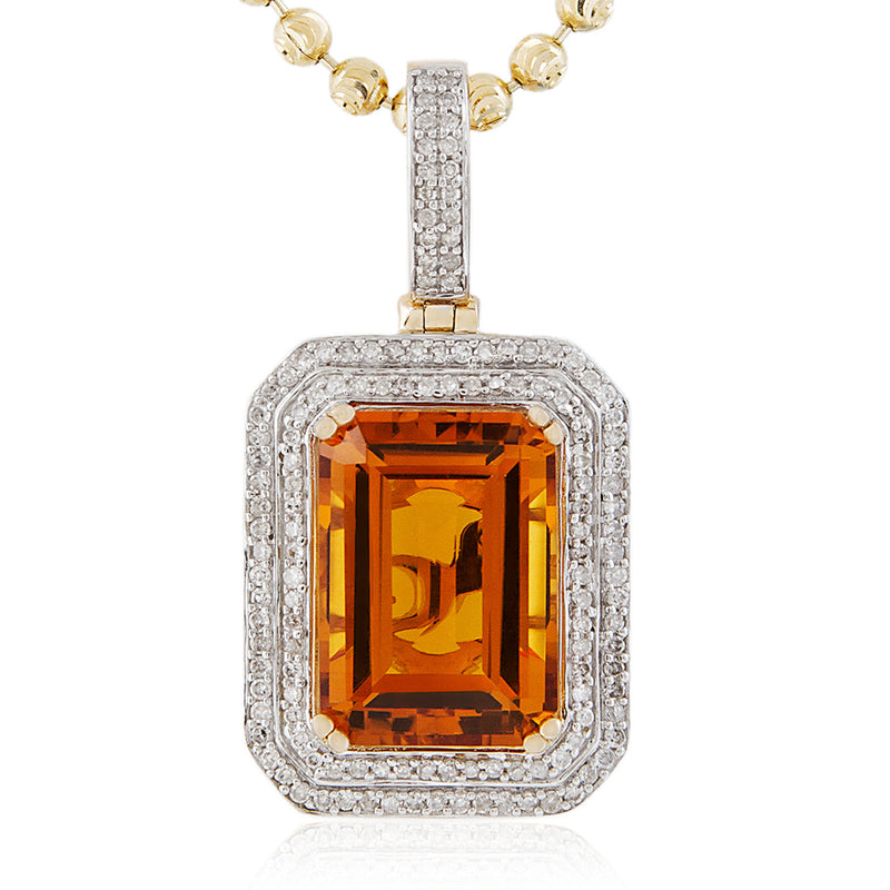 10k Yellow Gold .5ct Diamond Citrine Pendant