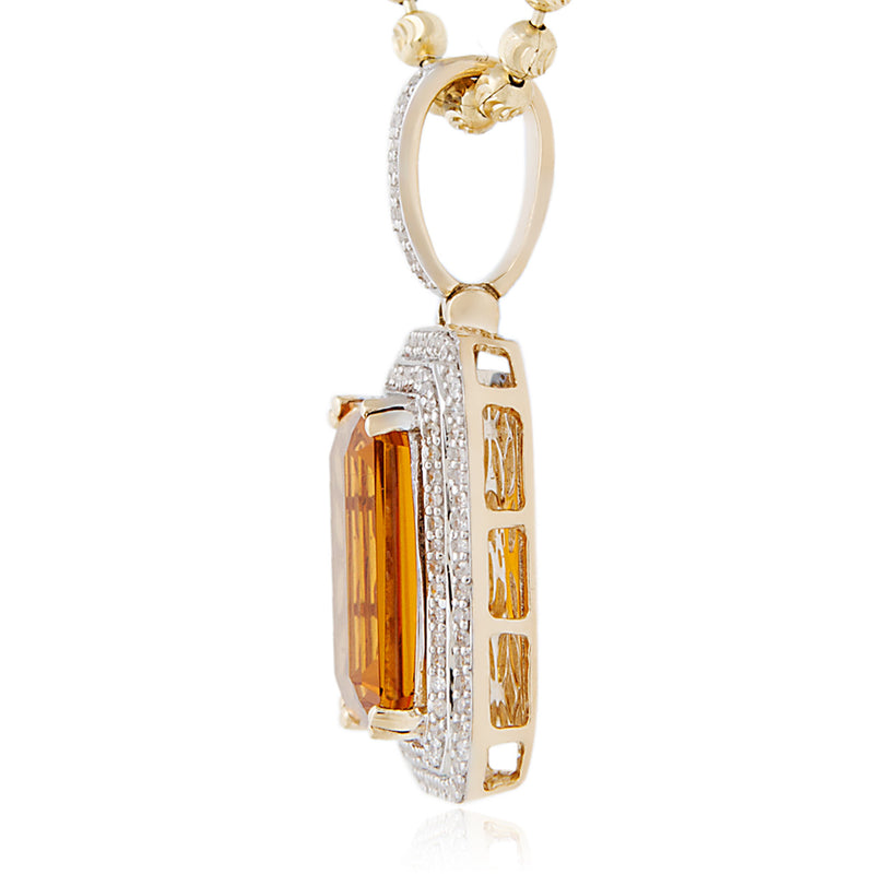 10k Yellow Gold .5ct Diamond Citrine Pendant