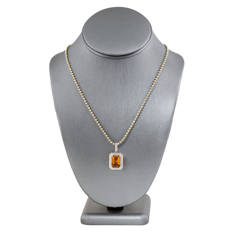 10k Yellow Gold .5ct Diamond Citrine Pendant