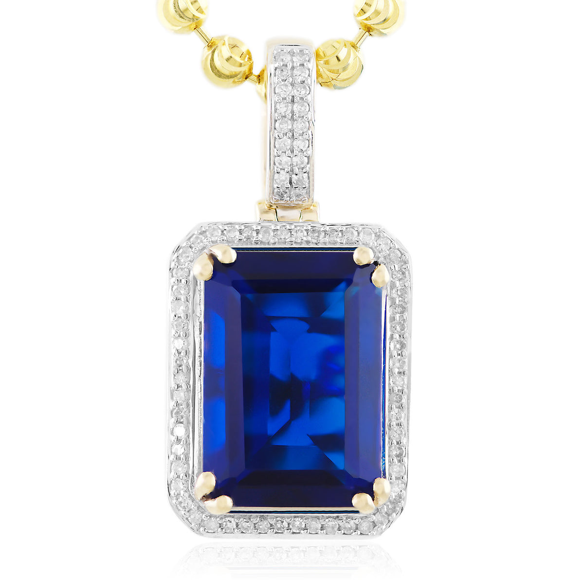 10k Yellow Gold Blue Sapphire newest & Diamond Necklace