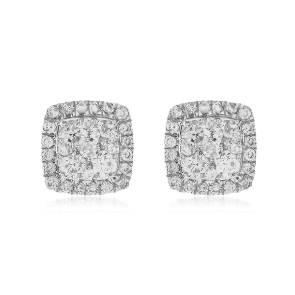 14K White Gold .65ct Square Diamond Stud Earrings