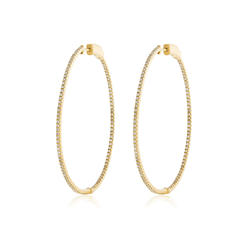 14k Yellow Gold 1.05ct Diamond Hoop Earrings