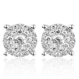 14k White Gold .56ct Diamond Cluster Stud Earrings