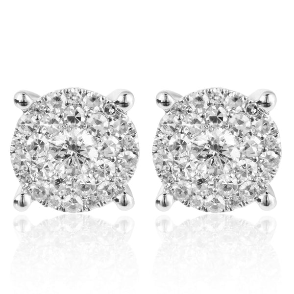 14k White Gold .56ct Diamond Cluster Stud Earrings