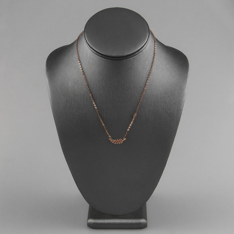 14K Rose Gold 0.20ct Diamond Leaf Necklace