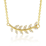 14k Yellow Gold Diamond Leaf Necklace