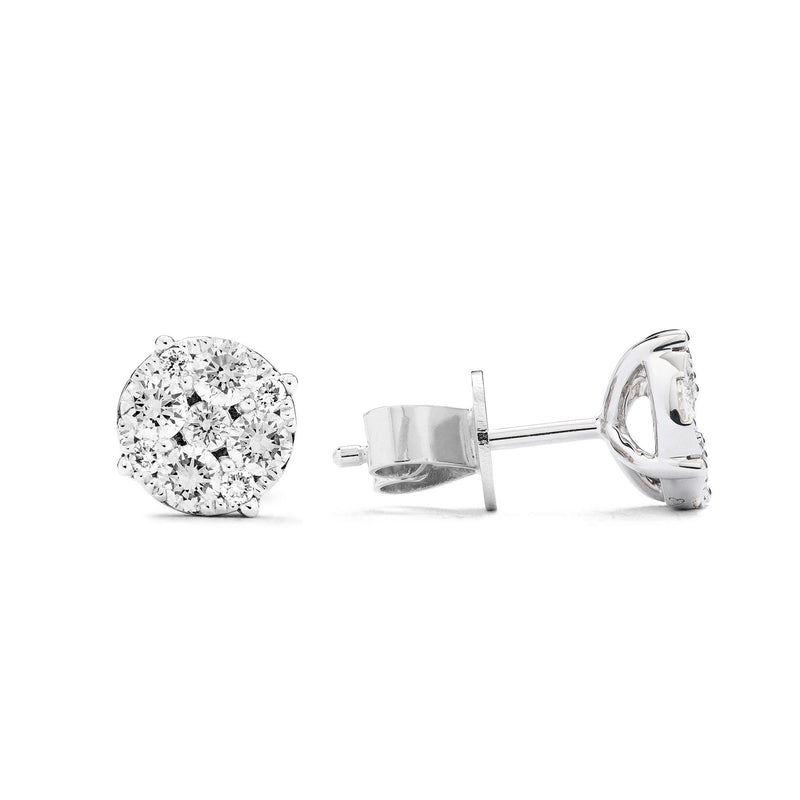 18k White Gold Diamond Studs Earrings .73 ctw