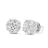 18k White Gold Diamond Studs Earrings .73 ctw