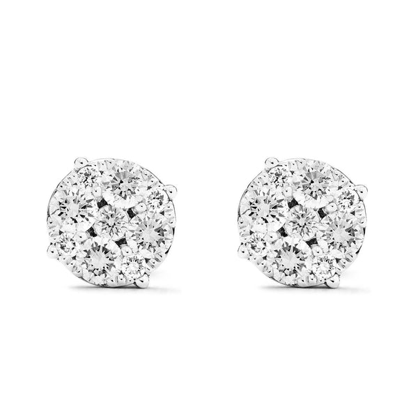 18k White Gold Diamond Studs Earrings .73 ctw