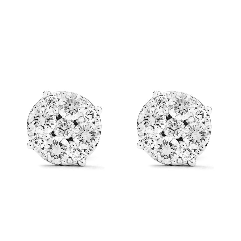 18k White Gold Diamond Studs Earrings .73 ctw