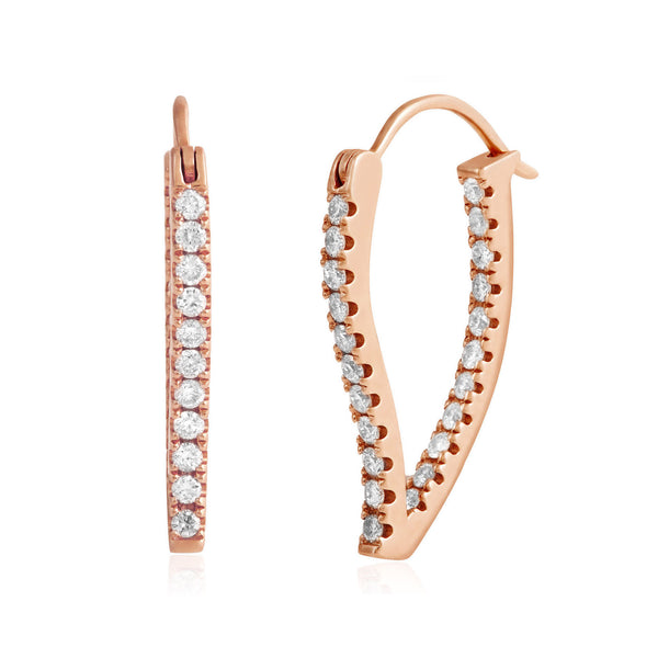 18k Rose Gold .75ct Diamond Hoop Earrings