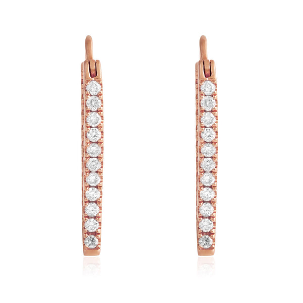 18k Rose Gold .75ct Diamond Hoop Earrings