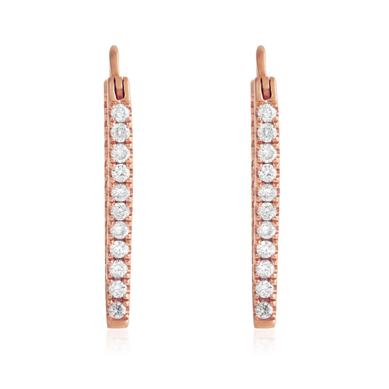 18k Rose Gold .75ct Diamond Hoop Earrings