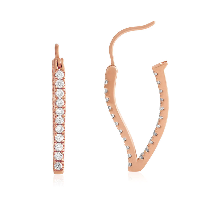 18k Rose Gold .75ct Diamond Hoop Earrings