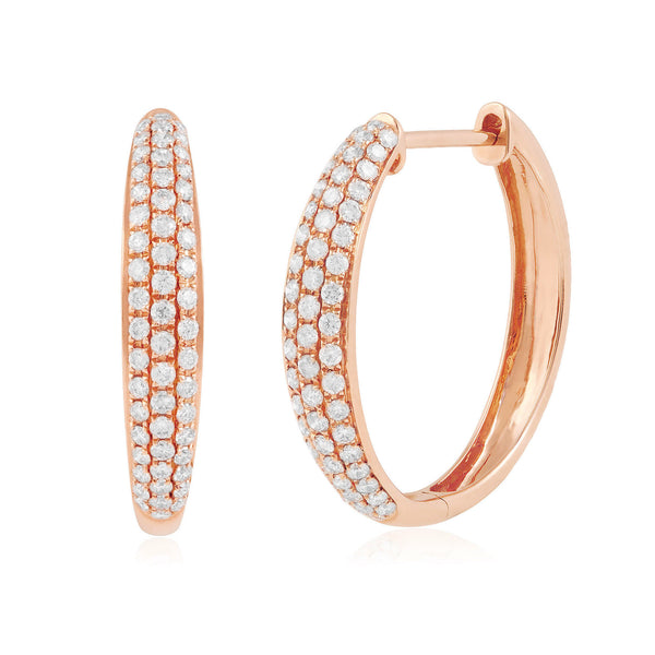 18k Rose Gold .88ct Diamond Hoop Earrings