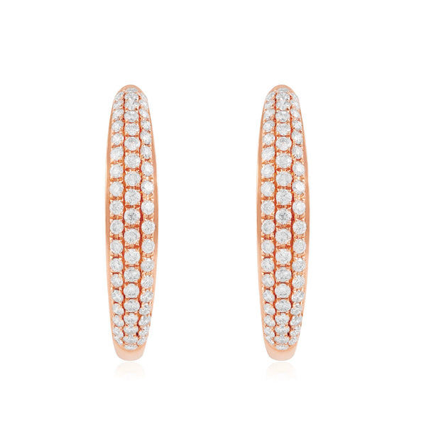 18k Rose Gold .88ct Diamond Hoop Earrings