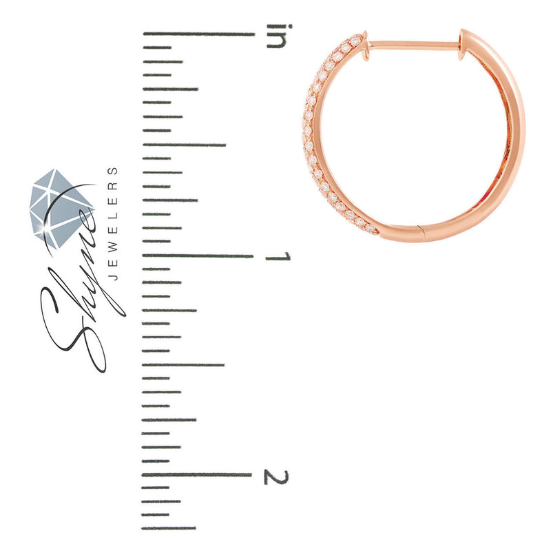 18k Rose Gold .88ct Diamond Hoop Earrings