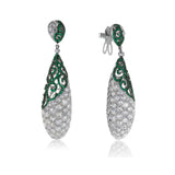 18K White Gold 14.39ct Diamond and Emerald Drop Earrings