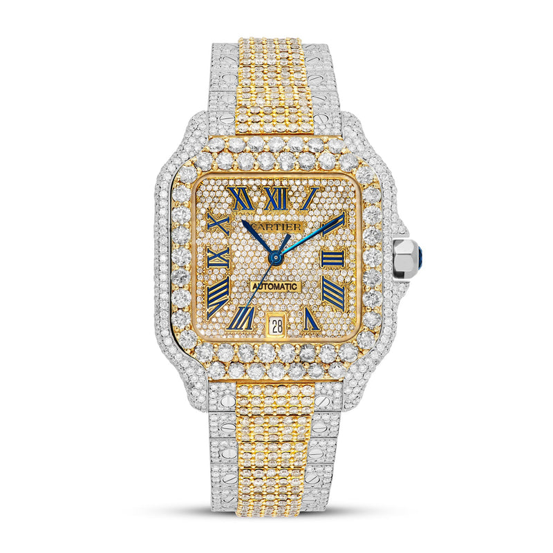 Cartier Santos Fully Iced Out 40 mm Two Tone 25 Carats SHYNE JEWELERS