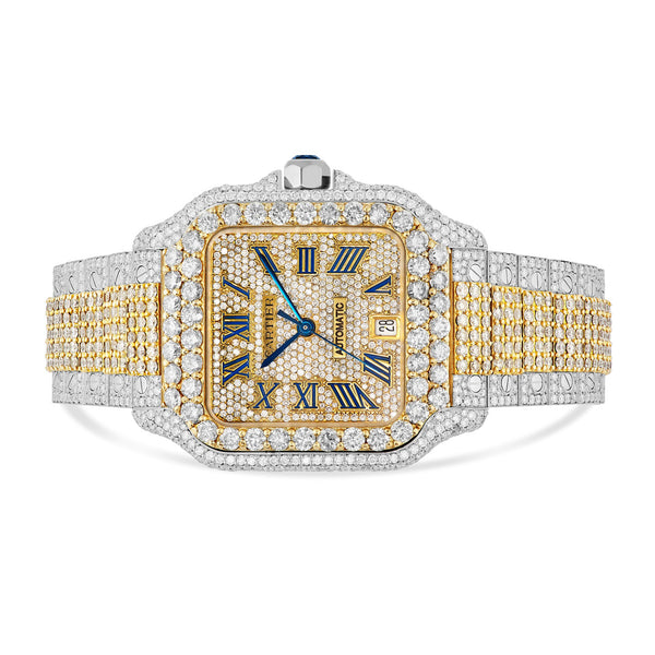 Cartier Santos Fully Iced Out 40 mm, Two Tone 25 Carats