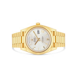 Rolex Day-Date 40 Yellow Gold Silver Roman Dial & Fluted Bezel President Bracelet