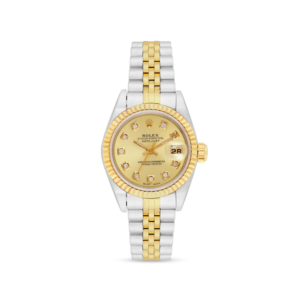 Rolex Lady Datejust 68273 31mm champagne diamond dial with two-tone Jubilee bracelet