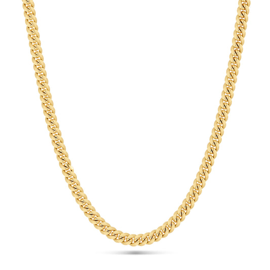 10K 9 mm Solid Gold Miami Cuban Chain with Diamond Lock