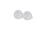 10 karat Gold Diamond Halo Stud Earrings with Baguette Diamonds