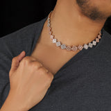 Two-Tone Rose & White Gold Baguette Diamond Full Clover Chain