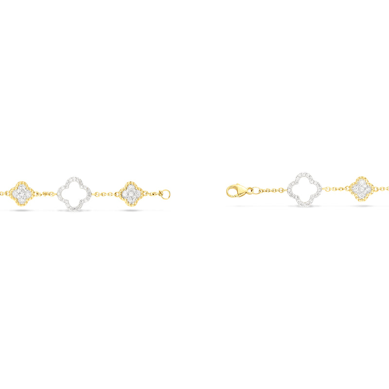 14K Gold Diamond Clover Link Bracelet