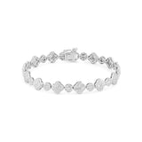 14K White Gold Fancy Link Diamond Clover Bracelet