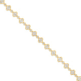 14K Gold Fancy Link Diamond Clover and Round Bracelet