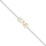 14K Two-Tone Gold Diamond Love Tennis Chain