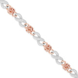 10KT Two-Tone Gold Infinity and Rose Link Diamond bracelet