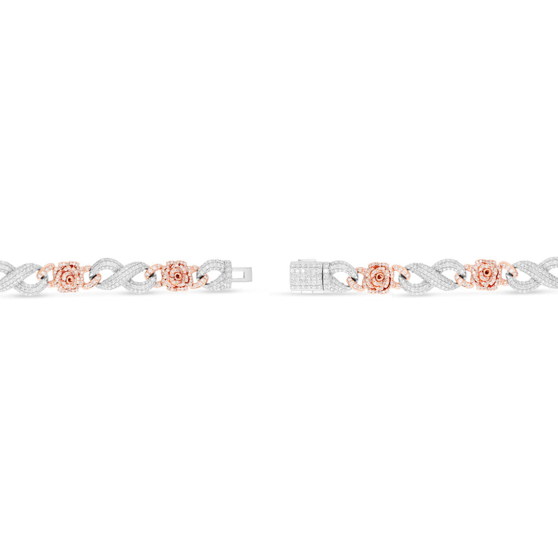 10KT Two-Tone Gold Infinity and Rose Link Diamond bracelet