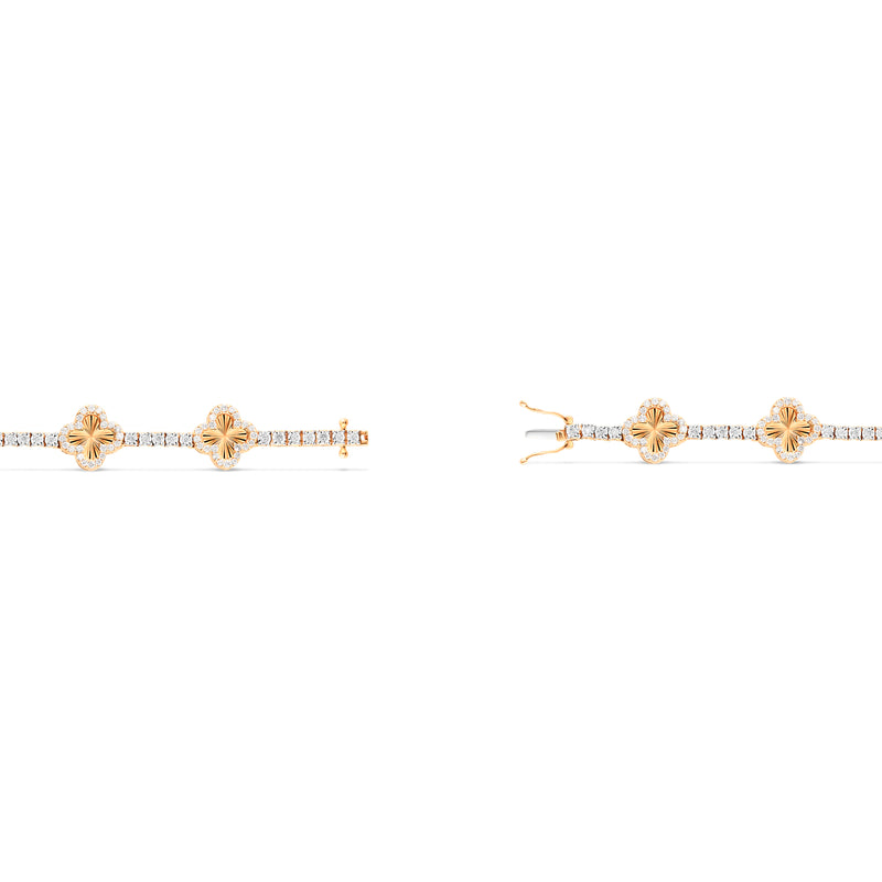 10k Gold Diamond Full Clover Tennis Bracelet with Gold Accents