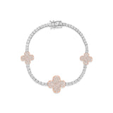 10K Rose Gold Clover on Tennis Bracelet