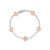 10k Rose Gold Baguette and Round Diamond Clover Tennis Bracelet