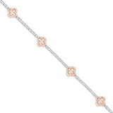 10k Rose Gold Baguette and Round Diamond Clover Tennis Bracelet