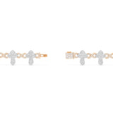 Two-Tone Gold Baguette and Round Diamond Infinity and Cross Motif Link Bracelet