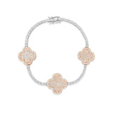 10k Gold & Diamond 3-Clover Accent Tennis Bracelet