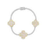 10k Gold & Diamond 3-Clover Accent Tennis Bracelet