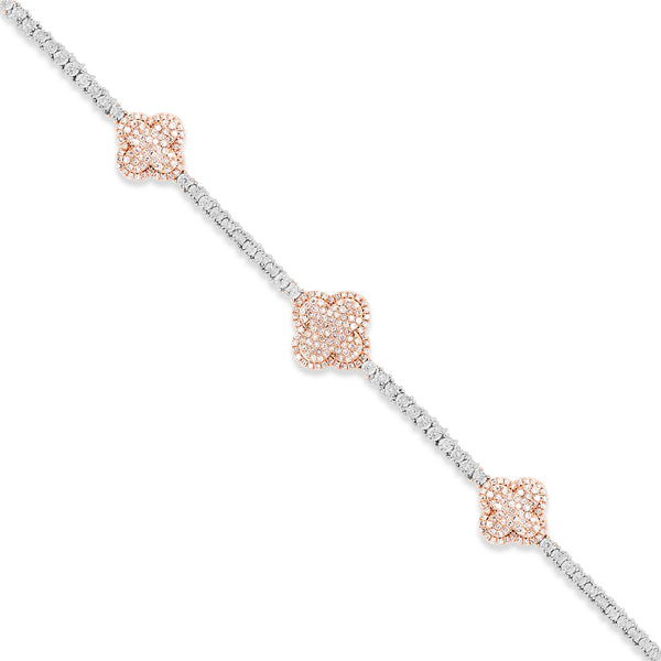 Two-Tone Gold With Diamond Clover Tennis Chain