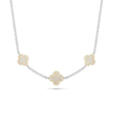 10K Two-Tone Gold Clover Diamond Tennis Chain