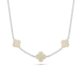 10K Two-Tone Gold Clover Diamond Tennis Chain