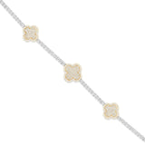 10K Two-Tone Gold Clover Diamond Tennis Chain