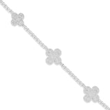 White Gold Diamond Full Clover Tennis Chain