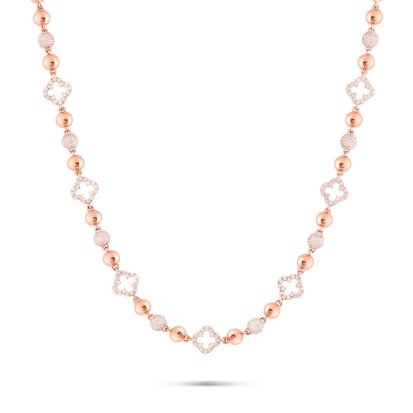 10K Rose Gold Diamond Bead & Clover Link Chain